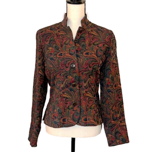 Coldwater Creek Vintage Paisley Jacquard Tapestry Jacket Size XS
